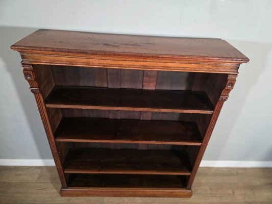 Antique Victorian Adjustable Openshelf Bookcase in Walnut, 1890s