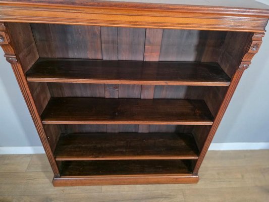 Antique Victorian Adjustable Openshelf Bookcase in Walnut, 1890s