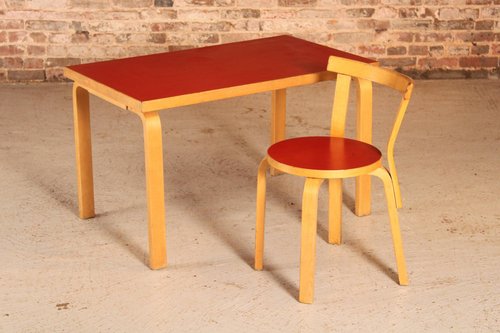 Mid-Century Children's Table and Model 68 Chair by Alvar Aalto for