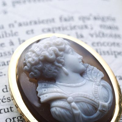 Broche Camée Victorienne En Or 10 Carats - Face Gauche, Occasion, Multicolore