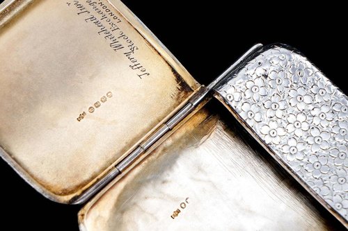 victorian silver cigarette case Antique Victorian Silver Cigarette Case with Opening Mechanism, Birmingham,  United Kingdom, 1886