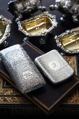 victorian cigarette holder Antique Victorian Silver Cigarette Case with Opening Mechanism, Birmingham,  United Kingdom, 1886