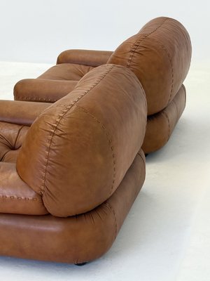 Cognac Brown Leather Sapporo Armchair by Mario Marenco for Mobil