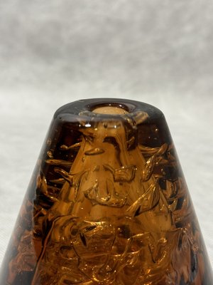 Amber Whirlpool Cone Vase by František Vízner for Skrdlovice, 1968