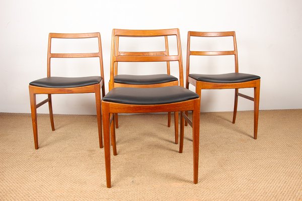Vintage Danish Model 430 Chairs in Teak and New Leather by Arne