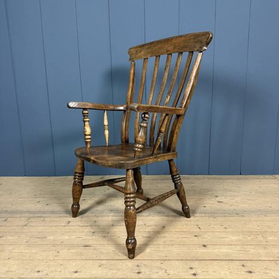 Englischer brauner Windsor Sessel mit hoher Rückenlehne bei Pamono kaufen