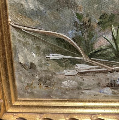 French School Artist, Cupid, 20th Century, Oil on Canvas, Framed