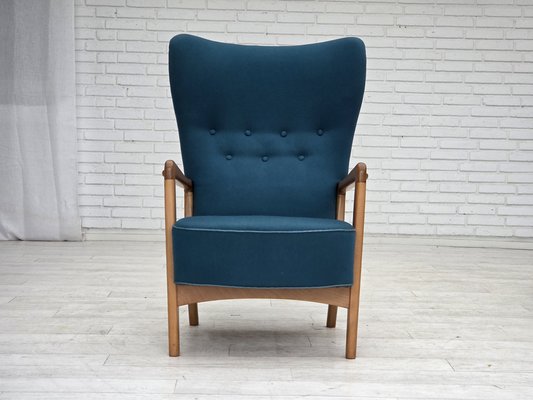 Danish Armchair in Wool and Lacquered Beechwood by Fritz Hansen, 1970s