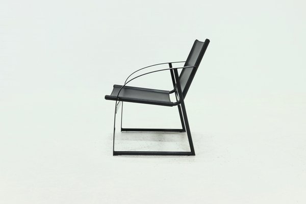 Postmodern Saddle Leather and Steel Lounge Chair, 1980s for sale