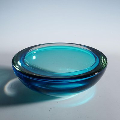 Blue Murano Glass Geode Bowl attributed to Archimede Seguso, Italy