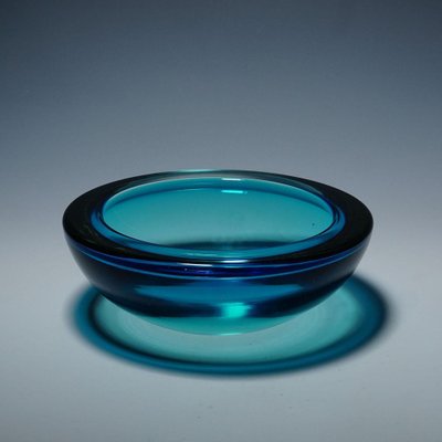 Blue Murano Glass Geode Bowl attributed to Archimede Seguso, Italy