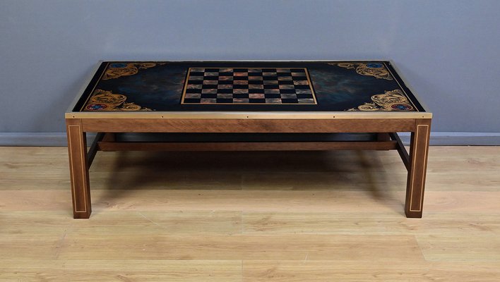 Large 20th Century Mahogany Chessboard Coffee Table in the style