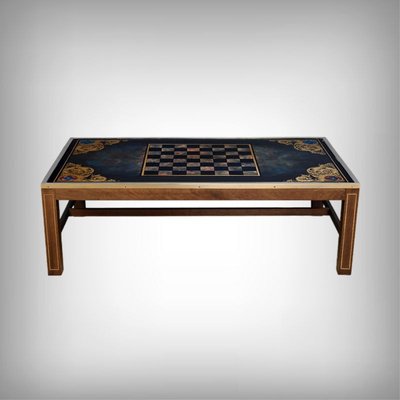 Large 20th Century Mahogany Chessboard Coffee Table in the style