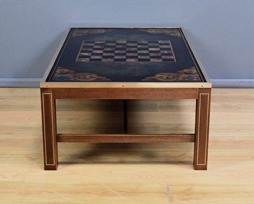 Large 20th Century Mahogany Chessboard Coffee Table in the style