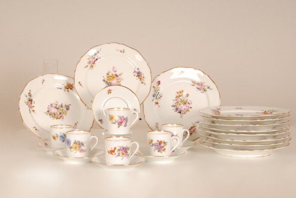  & Meissen 高級皿セット 18th Century Porcelain Luncheon Set from Meissen Porcelain, Set of