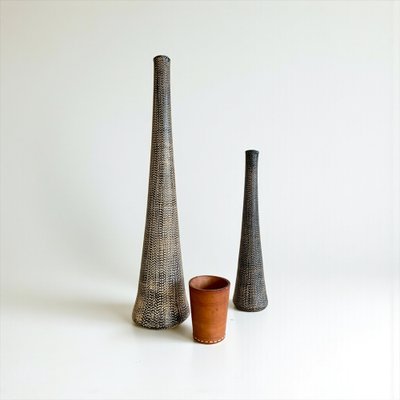 Mid-Century Modern Brutalist Art Ceramic Vase from Gunther Lambert, 1960s, Set of 2 for sale at Pamono