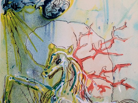 Salvador Dali, Neptune, Original Hand Signed Color Lithograph and