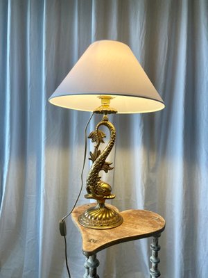 Louis XV Style Gilt Bronze Dolphin Lamp, 1950s for sale at Pamono