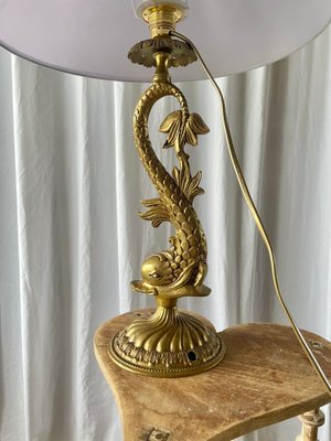 Bronze vintage lamp ブロンズ ヴィンテージ レトロ Louis XV Style Gilt Bronze Dolphin Lamp, 1950s for sale at Pamono