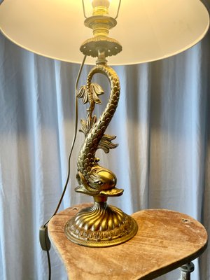 Louis XV Style Gilt Bronze Dolphin Lamp, 1950s for sale at Pamono