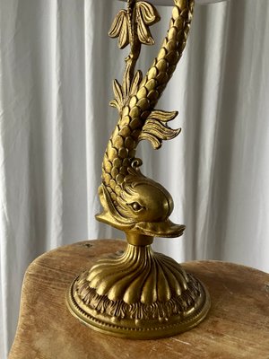 Louis XV Style Gilt Bronze Dolphin Lamp, 1950s for sale at Pamono