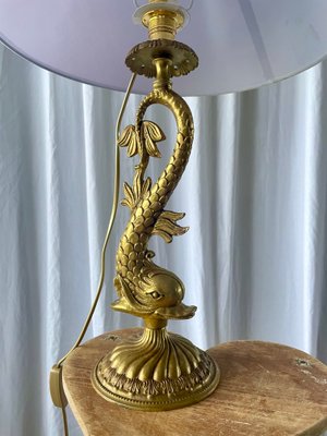 Louis XV Style Gilt Bronze Dolphin Lamp, 1950s for sale at Pamono