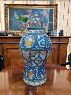 Vintage Moroccan Ceramic and Silver Vase, 1930s for sale at Pamono