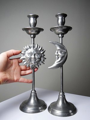 Portacandele In Alluminio Argento Per Candela Lunga – 40 Cm – Design Industriale Minimalista Per Arredamento Moderno - 4