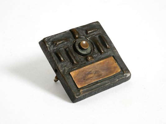 Large Brutalist Bronze Pull Handles with Letter Slot and Doorbell