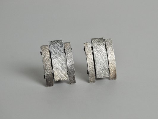 Boucles D'Oreilles Vintage Argent 925 Et Verre - Clips Paris France