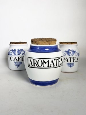 Vintage Vorratsdosen mit Korkverschluss von Biot, Frankreich, 1960, 4er Set bei Pamono kaufen