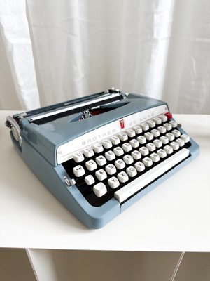 Vintage Typewriter in Light Blue from Brother De Luxe, 1960s for