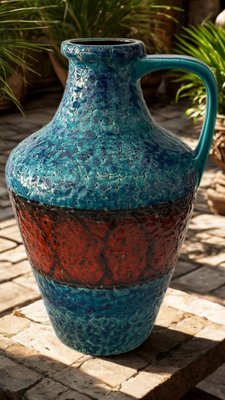 Large Fat Lava Floor Vase from Bay Keramik, Germany, 1960s for