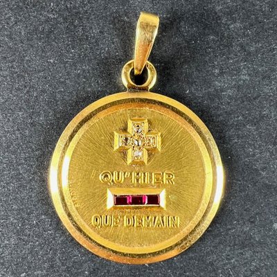 Pendentif Ancien Augis En Or 18 Carats Blanc Et Jaune - Style Romantique, Occasion - Bijou Vintage