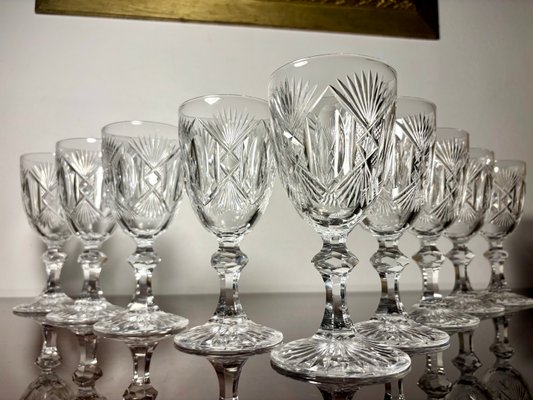 Crystal Glasses from Saint Louis, 19th Century, Set of 9 for sale