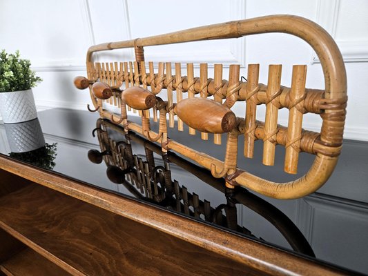 Italienischer Wandgarderobe aus Bambus & Rattan, 1960er bei Pamono kaufen