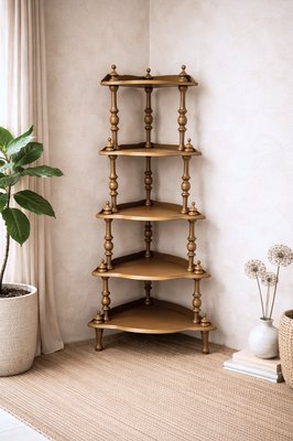 Large Napoleon III Turned Wood Corner Shelf, 1920s for sale at Pamono