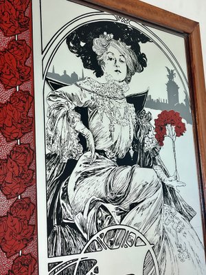 Vintage Art Nouveau Mirror with Christmas Noel Illustration by