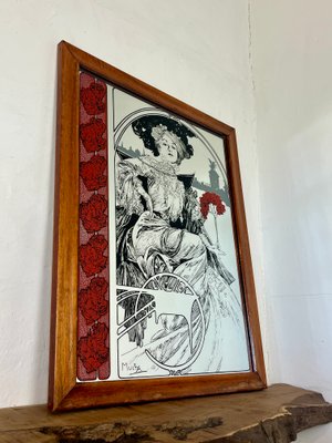 Vintage Art Nouveau Mirror with Christmas Noel Illustration by