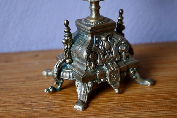 Napoleon III Baroque Brass Candlesticks, 1890s, Set of 2 for sale