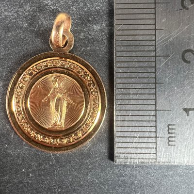 Pendentif Médaille Sainte Vierge Marie Plaqué Or Vintage - Bijou Ancien