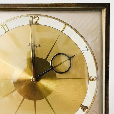 Art Deco Starburst Table Clock Brass from Kienzle, 1930s for sale