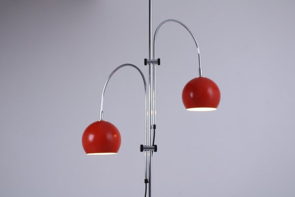 Adjustable Orange Double Eyeball Globe Floor Lamp from Gepo, 1970s