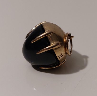 Pendentif Ancien Double Pierres Onyx - Métal Doré, Occasion Bon état, Origine France