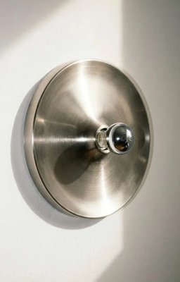 Modernist Space Age UFO Disc Wall Light in Steel and Chrome