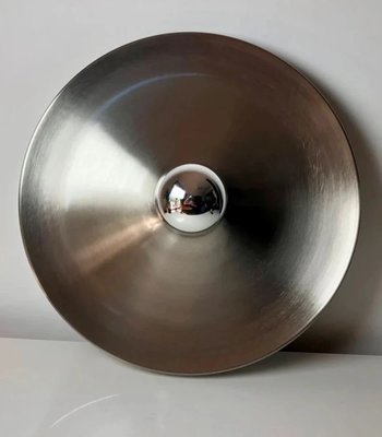 Modernist Space Age UFO Disc Wall Light in Steel and Chrome