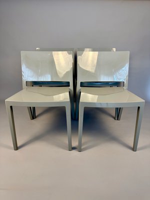 Lot De 4 Chaises De Salle à Manger Lizz Kartell - Blanc Patiné - Similicuir Et Bois - Occasion