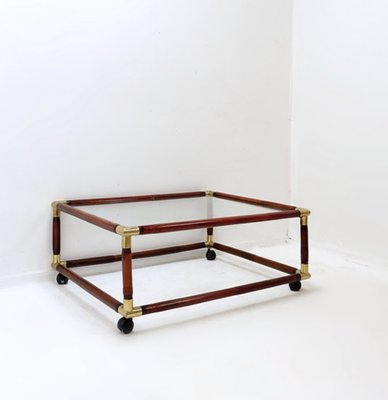 Console D'Exception En Verre Et Laiton – Style Italien – Attribuée à Tommaso Barbi – Vintage 70/80cm