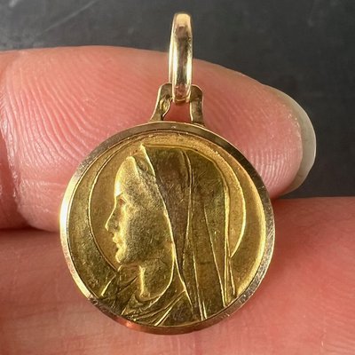 Broche Antique épingle En Or 18k - Vierge Marie Et Christ - Circa 1920 - Occasion