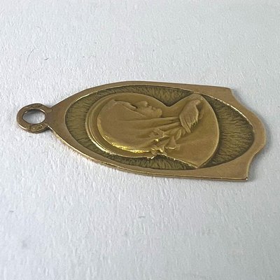 Pendentif Vierge Or Massif 18 Carats (750) - Tête D'aigle Style Art Déco 1946 - Occasion